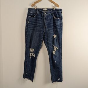 Abercrombie & Fitch High Rise Mom Jeans Distressed Denim - Size 34/18L